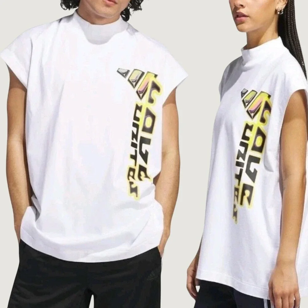 Adidas Pride Graphic Muscle Tank Top Unisex Small White Heavy Cotton Tee NWT